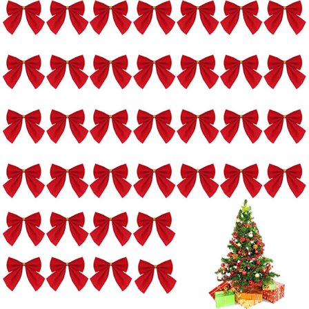 36 stk. juletresløyfer, røde sløyfer jul, juletrepynt, julesløyfer