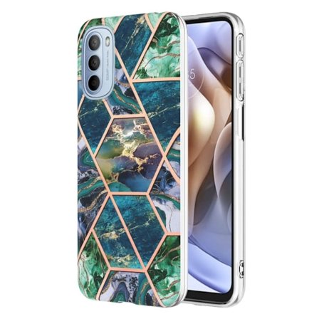 Marmormotiv Motorola Moto G41 / Motorola Moto G31 skal - Blå/Grön
