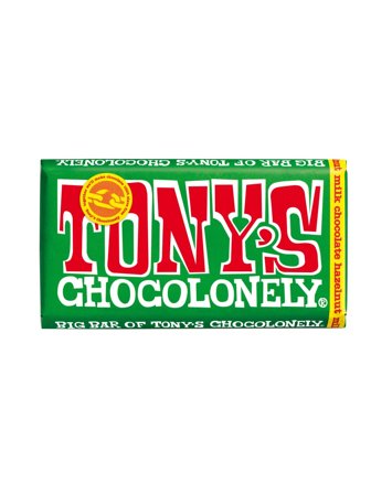 Tony's Chocolonely Fairtrade Milk Chocolate with at least 32% cacao solids and hazelnuts 0.24kg