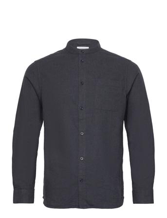 Regular Fit Melangé Flannel Stand C Skjorte Uformell Marineblå Knowledge Cotton Apparel*Betinget Tilbud