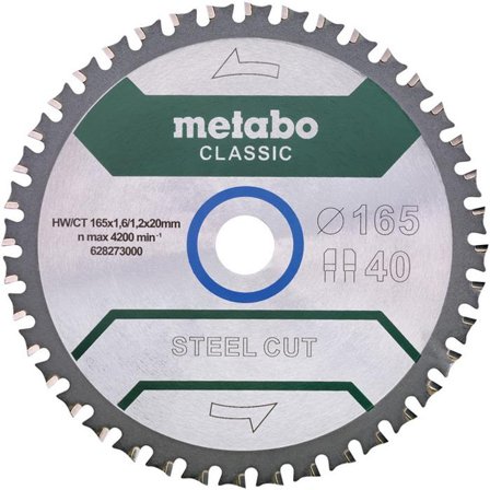 Metabo 628273000 Savklinge 165x20 mm Z40 WZ 4, Maskintilbehør & forbrugsvarer