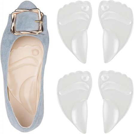 2 par bågvalv för kvinnor, fotvalv stöd skoinlägg dynor för höga klackar, båg framfot dynor för att lindra tryck och fotsmärta