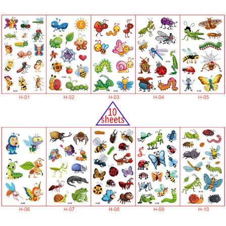 Tegneseriestickers for barn, Insekt H