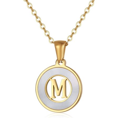 Initial Halsband i Rostfritt Stål för Kvinnor, 18K Guld
