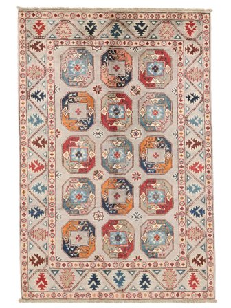 Håndknyttet Kazak Fine Tæppe 120X178 Beige/Brun