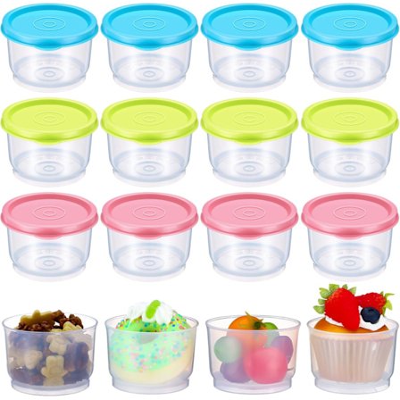 12 kpl Pieniä Ruoka-astioita Kannen Kanssa, 160 ml Muovipurkkeja Välipaloille, Ilmatiiviitä Ruoka-astioita Keittiöön, Uudelleenkäytettäviä Pieniä 