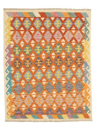 Hand Woven Kilim Afghan Old Style Rug 155X198 Brown/Orange