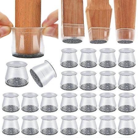 24 stk. Silikone Stolbensbeskyttere til Hårde Gulve Bordbensbeskyttere, Skammelbensbeskyttere, Møbelkop med Filtpuder Silikonemøbler[co]