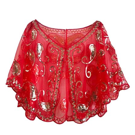 Kvinnors sjal kvällsbal Cape RÖD