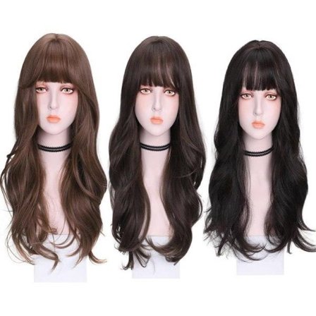 TG Peruk, Svart, Blond, inkl. peruknät & löshårskam brun