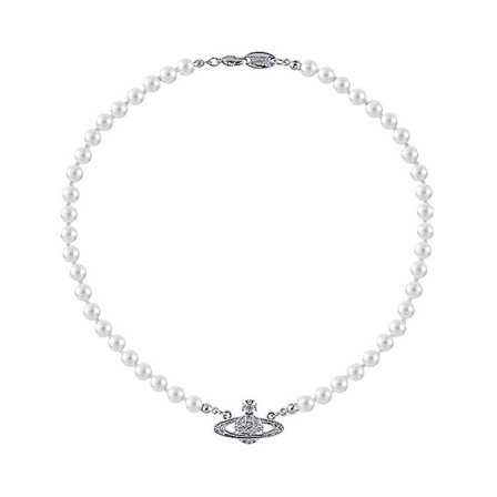 Kvinnors smycken pärlhalsband planet kristall strass halsband Acsergery pärla orb (silver)