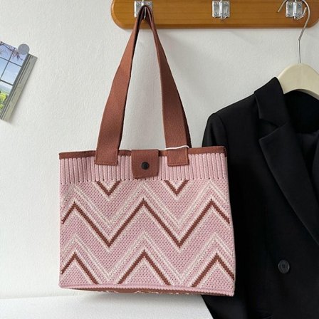 Håndvevd Veske Ull Strikke skuldervesker ROSA