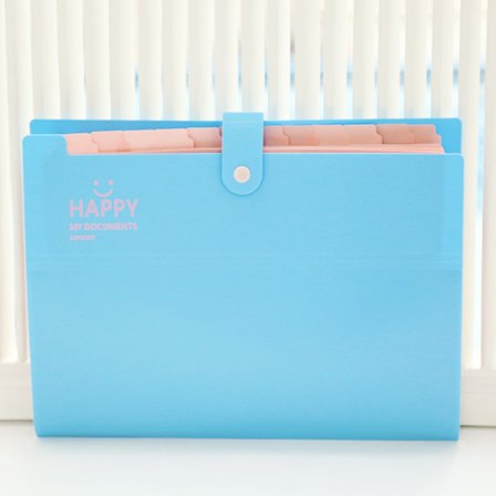 Sky Blue Folder Dokumentmappe Utvidbar A4 Trekkspill Organiser