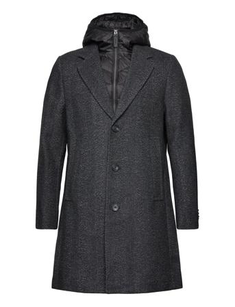 Wool Coat 2 In 1 With Hood Villakangastakki Pitkä Takki Grey Tom Tailor