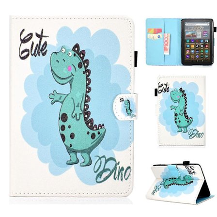 För Amazon Kindle Youth Edition 2022 Folio Flip Tablet Ställ Skyddsfodral Sytt PU Läder Korthållare (Multi-färg, Dinosaurie)