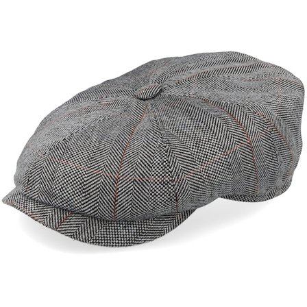 Stetson - Black - flatcap - Cap - Hatteras Silk Black Herringbone Flat Cap - Hatstore
