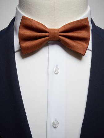 John Henric Men's Terracotta Bow Tie Linen Size Pre-tied