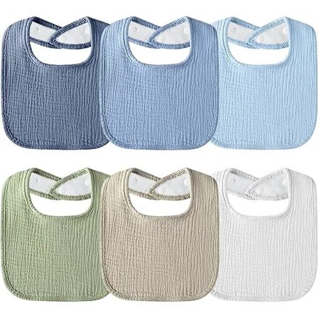 Present Baby Haklappar - Absorberande Bomullsmuslin - Mjuk Justerbar Rektangel för Pojkar och Flickor - 6-pack