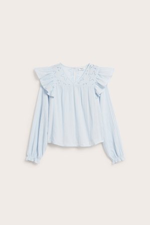 Kappahl | Bomullsblus med volanger Blå 170 | Blå