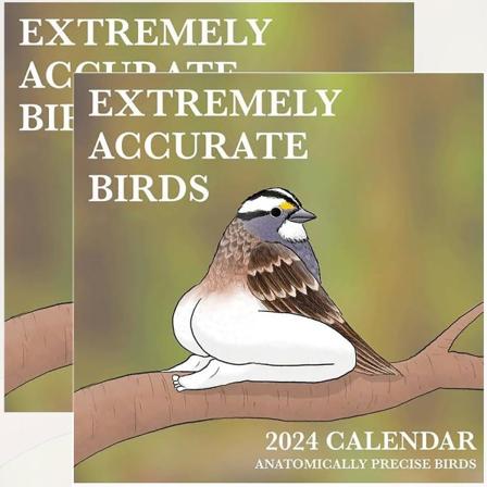2024-kalender med extremt exakta fåglar, 2024-fågelkalenderväggkalender, roliga kalendergagepresenter till familj, vänner 2pcs