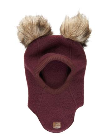 Wool Fullface W. Pom Pom Burgundy Mikk-Line