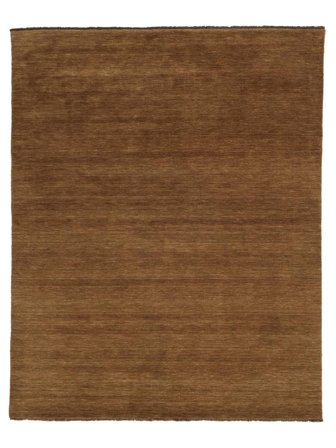 Wool Rug Plain (Single Colored) Handloom Fringes Brown Large