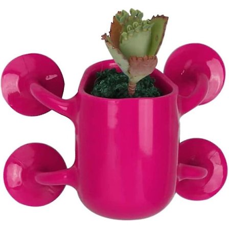 Veggmontert Mini Blomsterpotte Sukkulenter Blomsterpotte Vegg Suger Blomsterpotte (rosa)