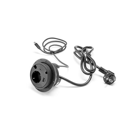 Desktop Power Modul, 1 Power, 1 USB-A, 1 USB-C, 2 Kabeldurchführungen, schwarz