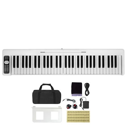 Bärbar Elektronisk Digital Piano - DUOKU - BX-11 - 61 Tangenter - Bluetooth 5.0 - Fällbar Vit