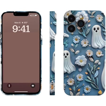 Uusin malli 2025 Halloween Aavepuutarha Puhelinkotelo, 2025 Uusi Syksyn Söpö Aavekukka Naarmuuntumaton Puhelinkotelo iPhone 11 12 13 14