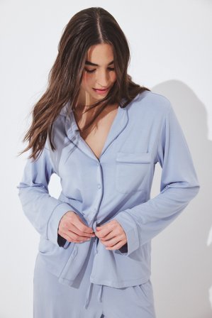 NA-KD Soft Pyjama Shirt - Nattøj - Blå - L