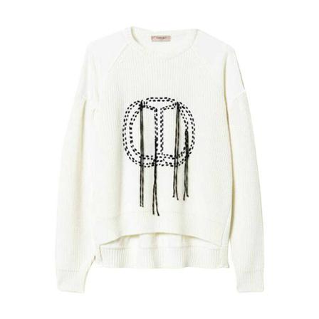 Twinset - Stickade Tröjor & Koftor - Beige - Dam - Storlek: S, Dam, Storlek: S
