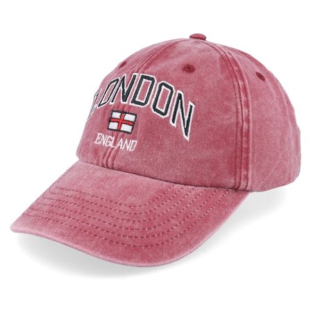 Iconic - Red - unconstructed - Cap - London England Washed Red Dad Cap - Hatstore