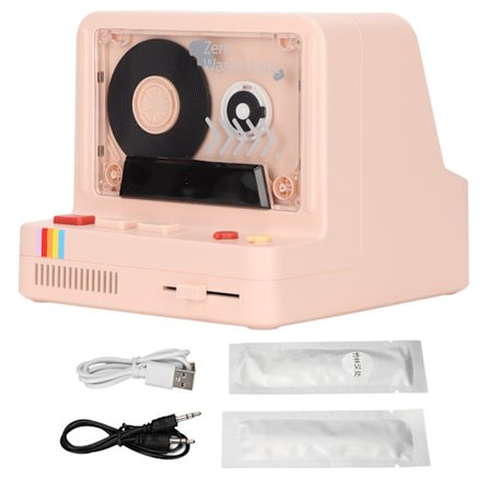 Bärbar Bluetooth Kassettbandspelare Retro Stereo Högtalare med Bluetooth AUX och Minneskortstöd Rosa
