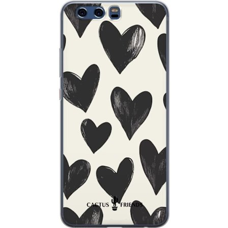Kompatibel Mobilcover til Huawei Huawei P10 Cactus and Friends - Bold Black Love Pattern