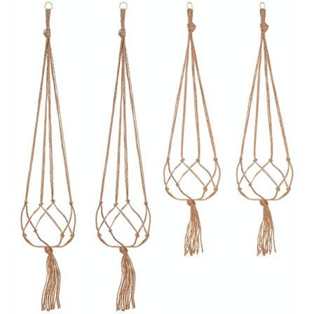 4 kpl Riippuva Makrame-kasvipotinpidin Riippuva Kasvinpidin Puutarhakoristelu - 2 kpl 105 cm ja 2 kpl 90 cm