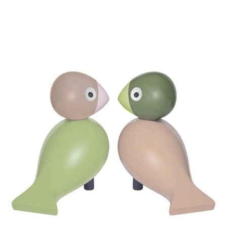Kay Bojesen Turtelduer Grønn+Rosa H9 2stk