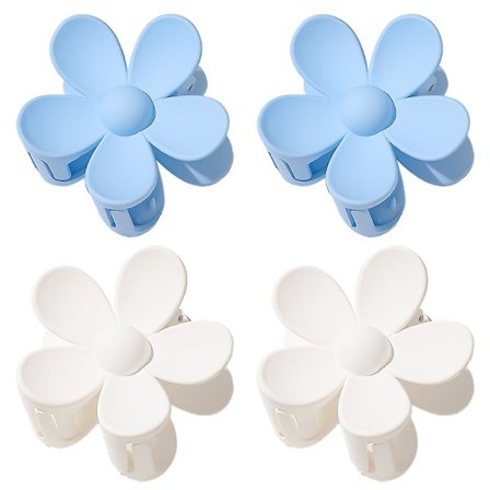 4 stk Store Blomster Hårklipp, Store Daisy Kronblad Klipp Blomster Matte Barrettes