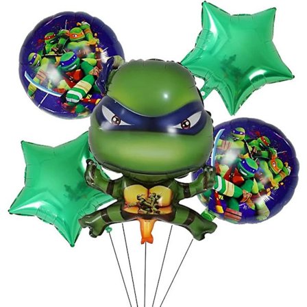 5 stk Ninja Turtles Folie Ballongsett Festtilbehør Bursdagsdekorasjon