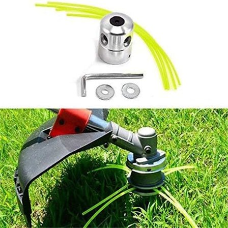 Kompatibelt Aluminium Græstrimmerhoved Universal Erstatningstrimmerhoved Græstrimmer Ukrudtsline med 4 Trimmerliner 1 Nøgle 2 Ringe Montering