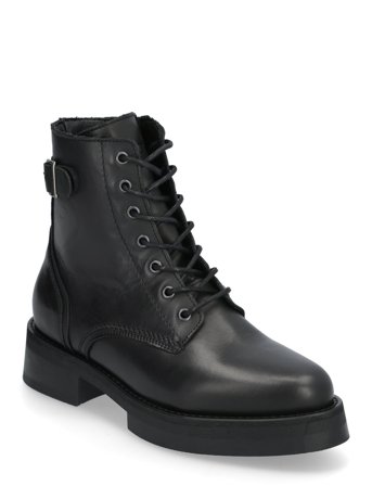 Biapanama Lace Up Boot Smooth Leather Black Bianco