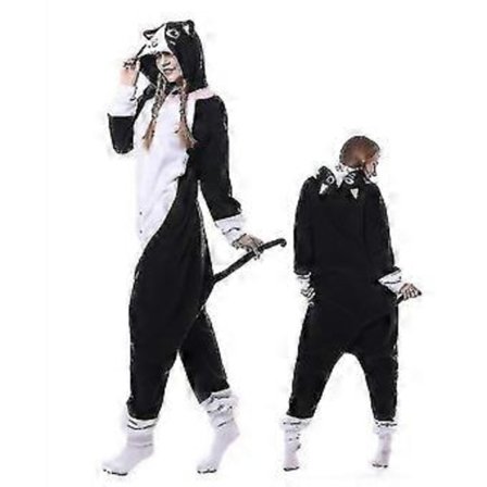 Sort Kattekostume Pyjamas Onesie Kigurumi Jumpsuit Dyrehue V (105)