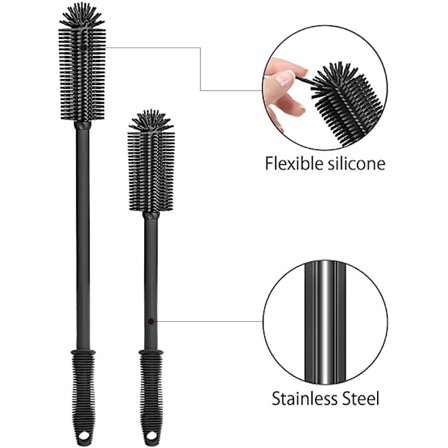 2 stk (elegant svart) Silikon oppvaskbørste, high-end rengjøringsbørste, ideell for å vaske glass og kopper uten å ripe