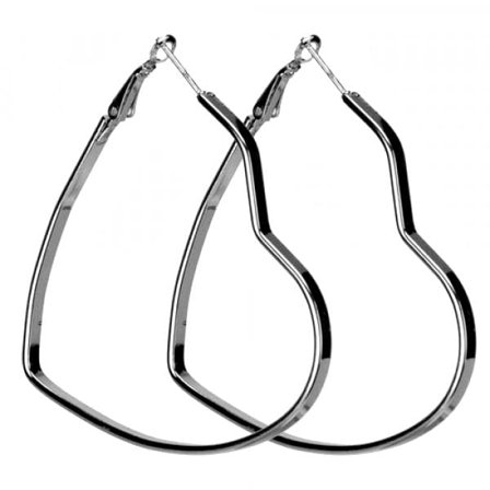 Stora Silver Hoop Örhängen i form av Hjärtan / Hjärtformade