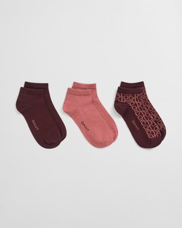 GANT Damen 3er-Pack Monogram Knöchelsocken (39-41) Violett