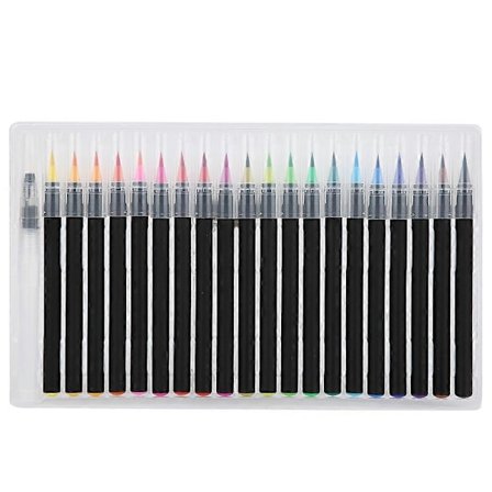 20 kpl vesivärikynää, nailonkuituhiukset, pehmeä pää, vesivärimaalaustarvikkeet ja 1 kpl täytekynä