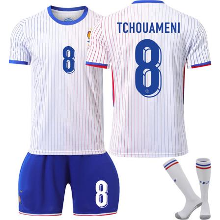 Frankrike 2024 drakt fotballdrakt UEFA Euro utgave hjem barn voksen sett nr.8 TCHOUAMENI With socks 18