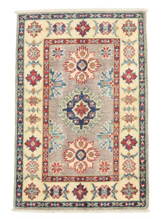 Kazak Fine Vloerkleed 63X91 Bruin/Geel Wol, Afghanistan