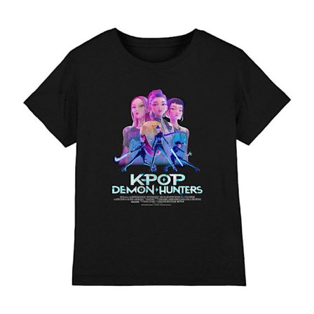 K-Pop Demon Hunters Børn/Kids Huntrix Huntr/X Plakat T-Shirt Sort