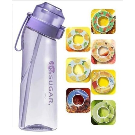 OBOSOE Air-Up Luftvandflaske 650ml – 7 Smagskapsler | Sukkerfri & Aromatisk med Sugerør, Transparent